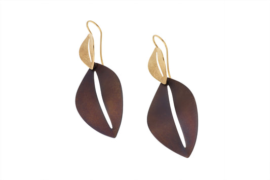 Bazylia Hook Earrings, Brown/YGP
