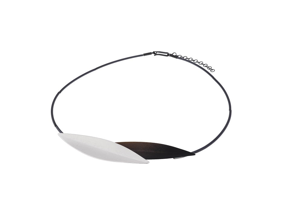 Leaves Necklace, Silver/Brown/Oxi