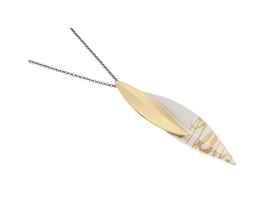 Leaves Pendant, Silver/YGP