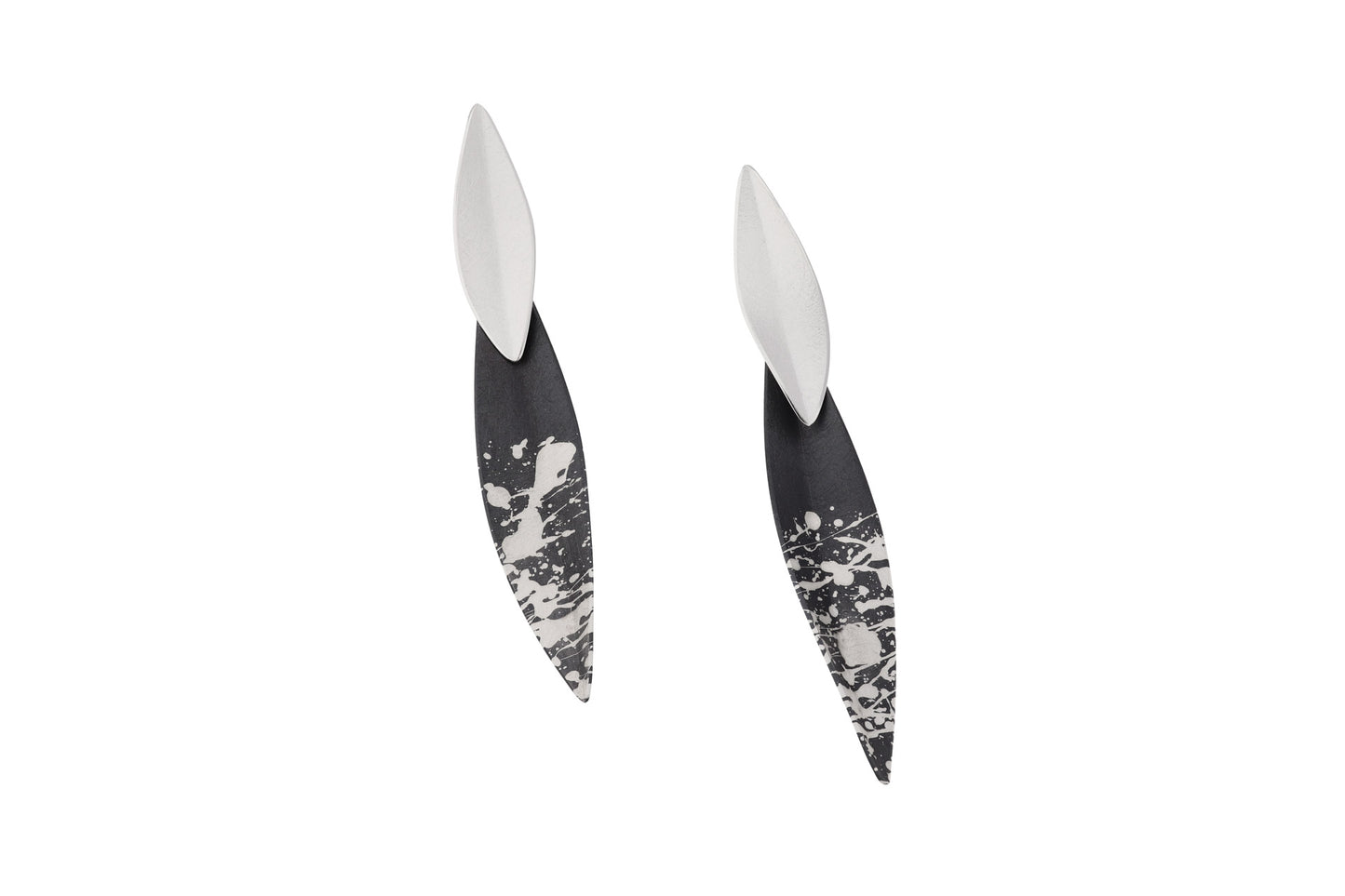Silver Stained Leaf Earrings