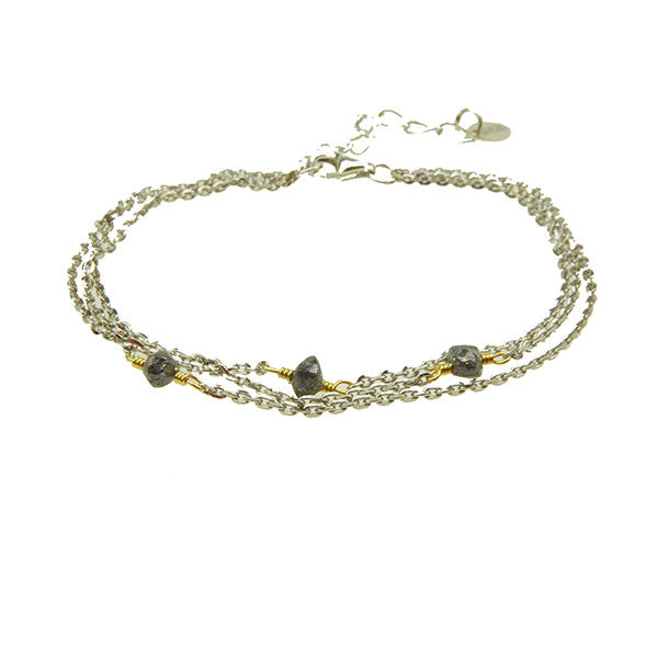 3 Strand Diamond Bracelet, Silver