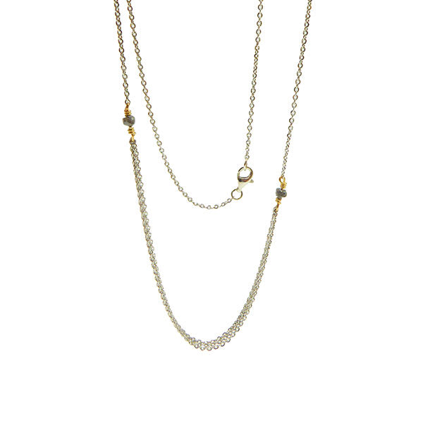 Silver Necklace with Raw Diamonds