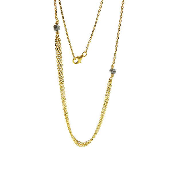 Silver Necklace with Raw Diamonds