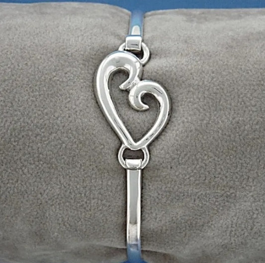 Silver Hook Heart Bangle
