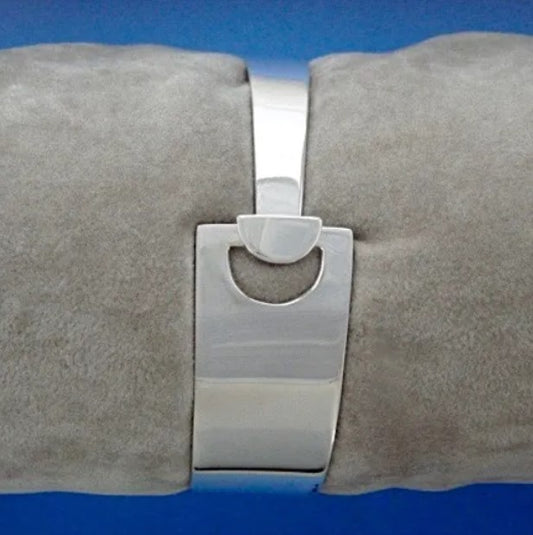 Silver Flat Wide Hook Bangle