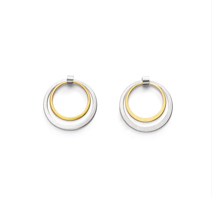 Silver and Gold Open Circle Studs
