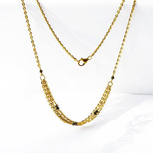 Gold 3 Strand Black Diamond Necklace