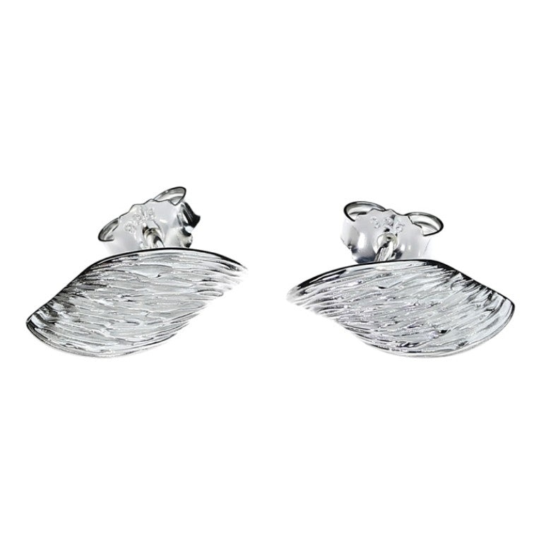 Crease Stud Earrings, Silver