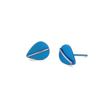Titanium Leaf Studs - Blue