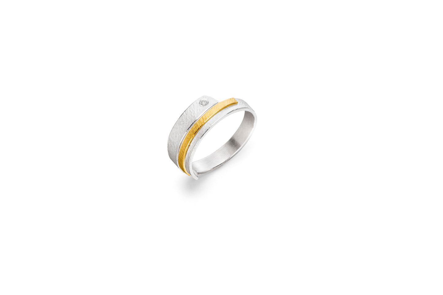 Silver and Gold Diamond Wrap Ring