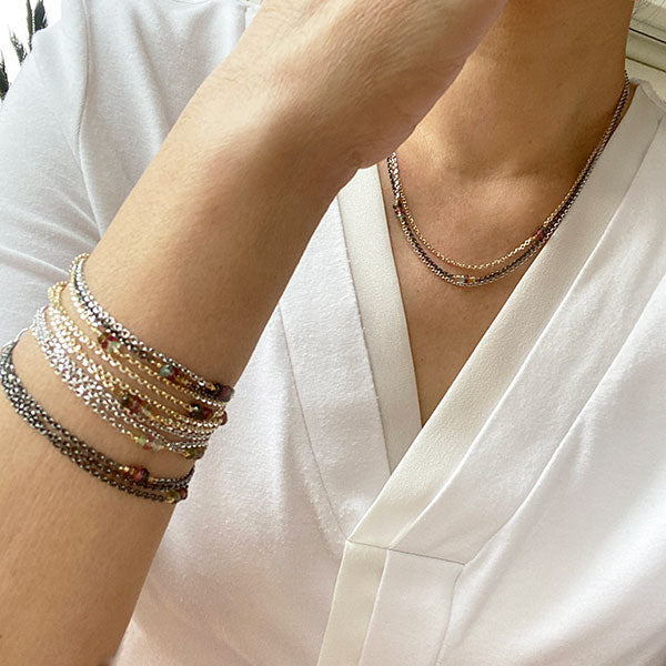 Silver 3 Strand Tourmaline Bracelet