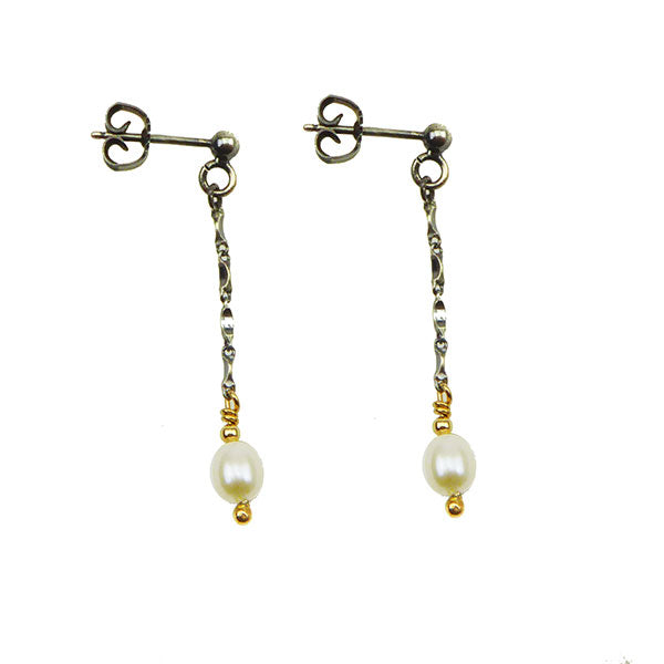 Silver Pearl Drop Earrings