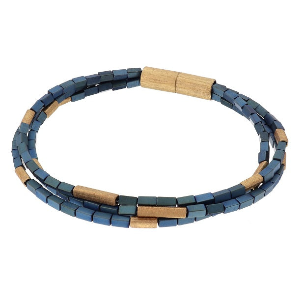 Blue Hematite Three Strand Bracelet, YGP