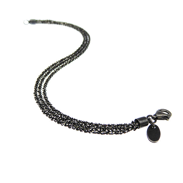3 Strand Diamond Cut Necklace, Silver