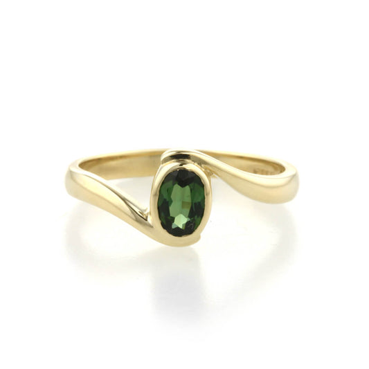 Gold Green Tourmaline Ring
