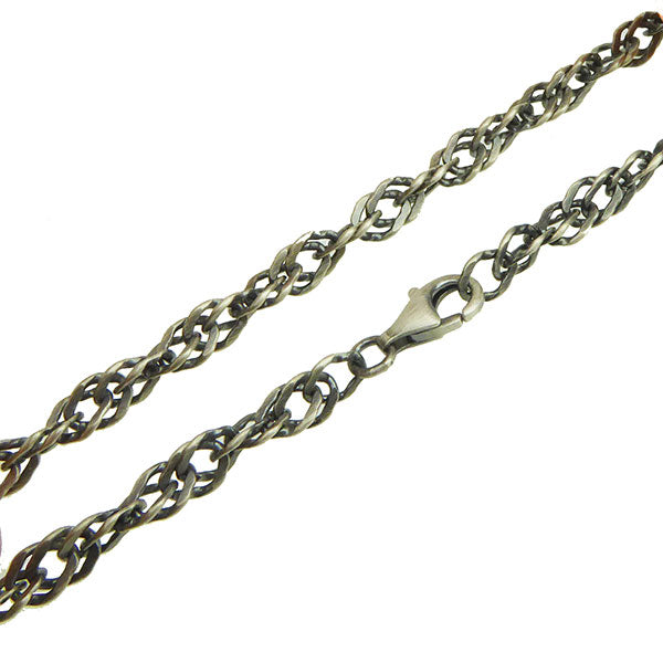 Mens Singapore Twist Necklace, Oxi Silver