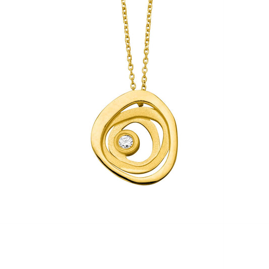 14ct Gold And Diamond Abstract Pendant