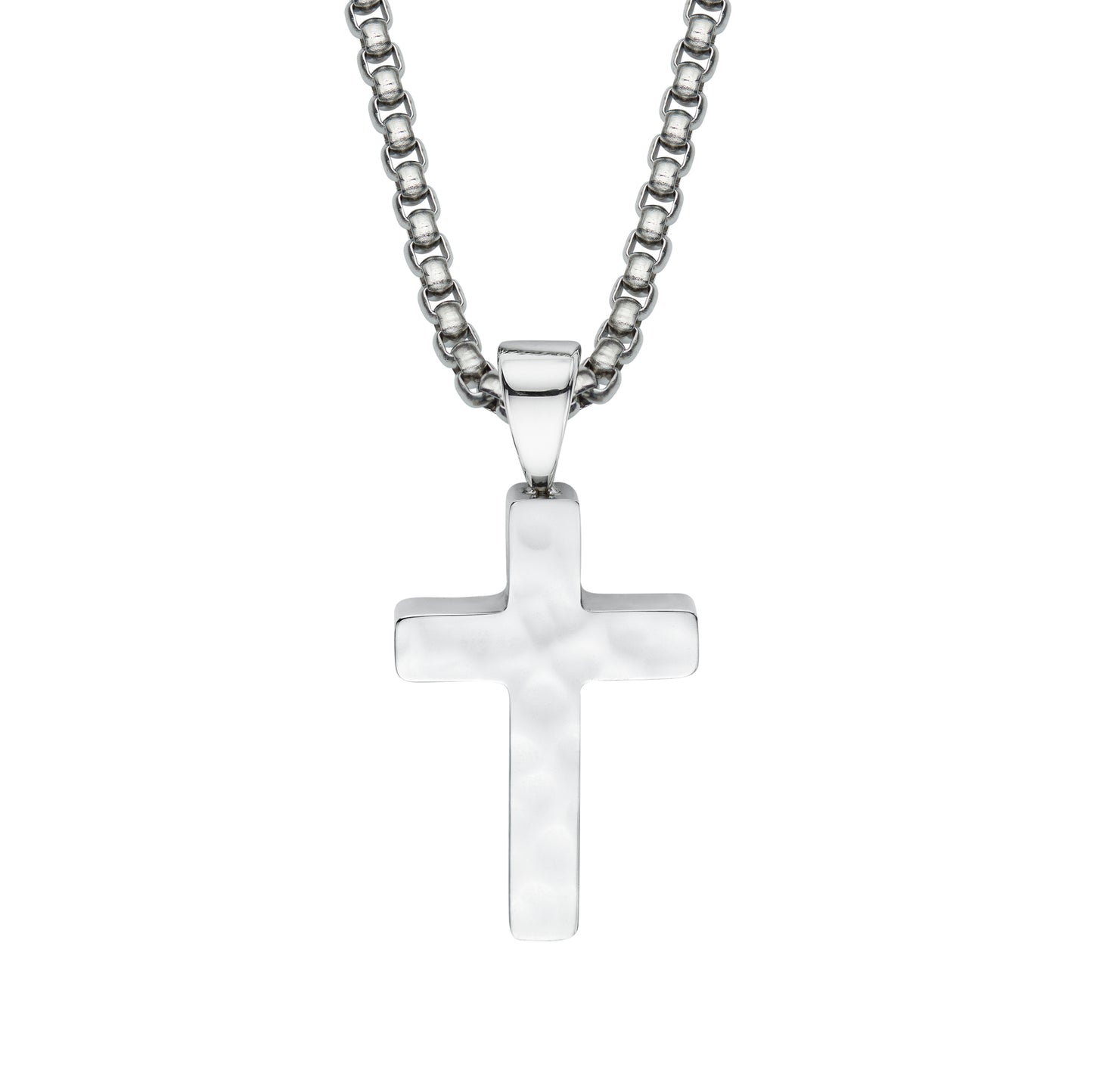 Steel Cross Hammered Pendant