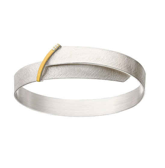 Silver and Gold Diamond Wrap Bangle