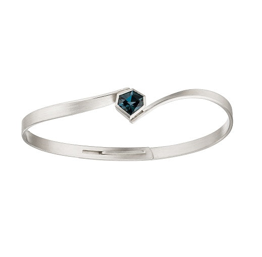 Silver and Blue Topaz Twist Bangle