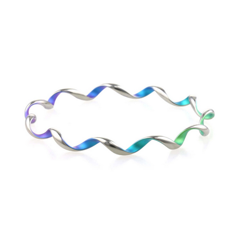 Titanium Spiral Bangle - Green Mix