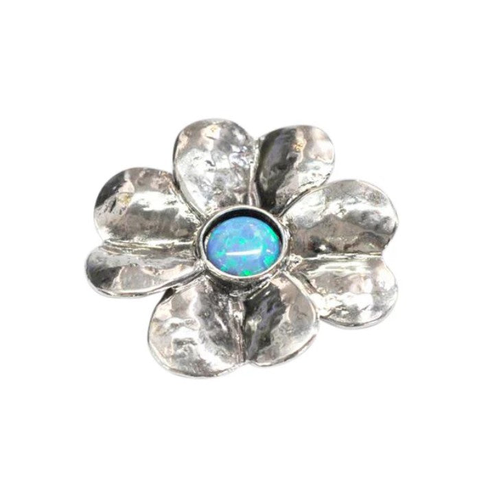 Opalite and Silver Flower Brooch