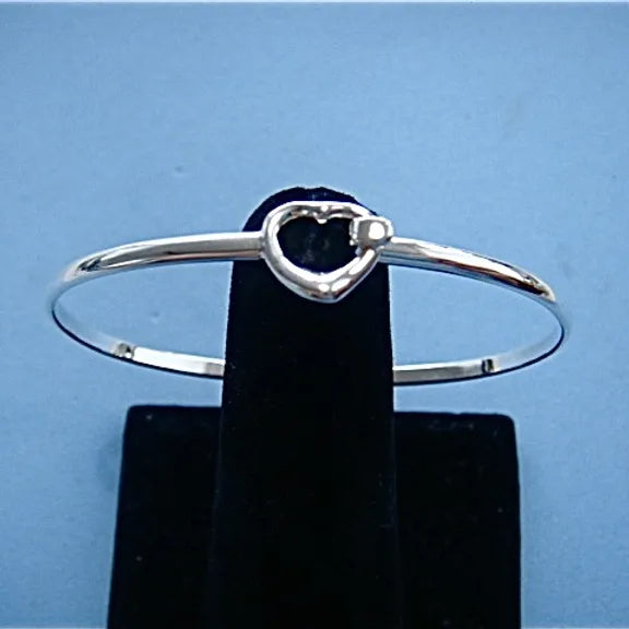 Silver Small Heart Bangle, Mini