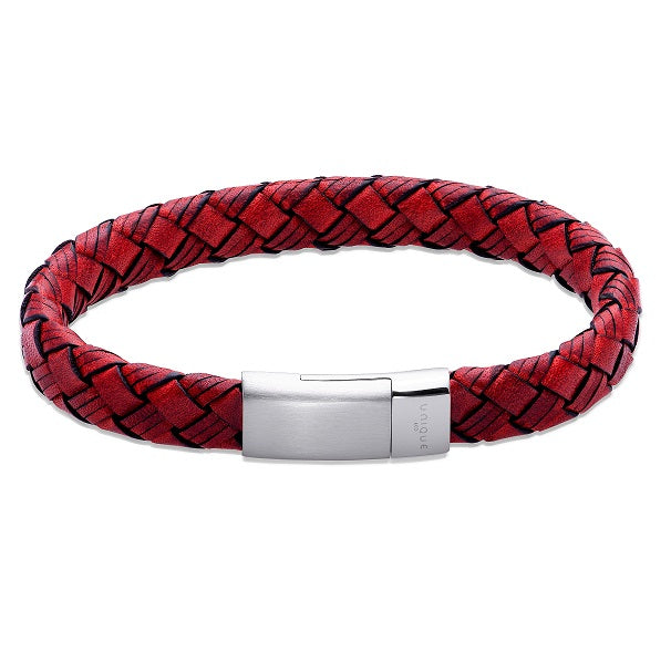 Antique Red Leather bracelet with Magnetic Clasp