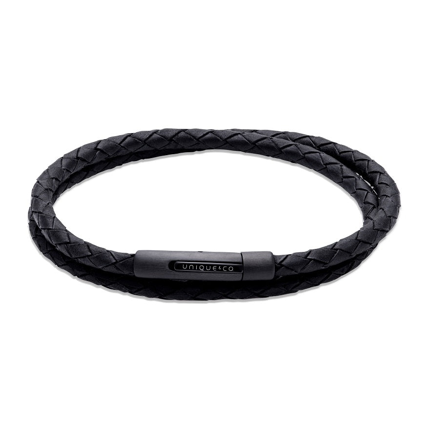 Black Leather Wrap Around Bracelet