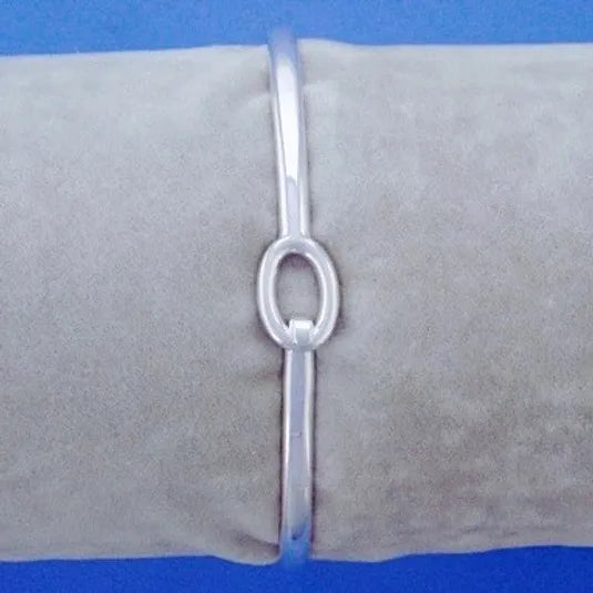 Silver Oval Hook Bangle