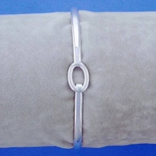 Silver Oval Hook Bangle