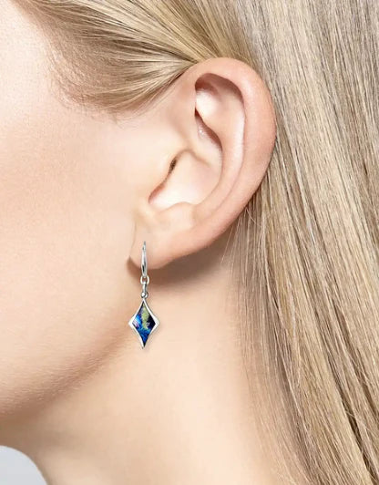 Blue Aurora Drop Earrings, Silver
