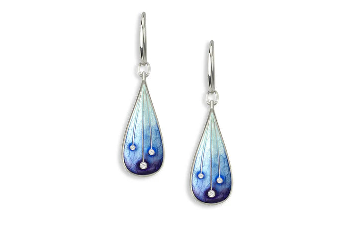 Blue Sky and Stars Drop Earrings, Silver