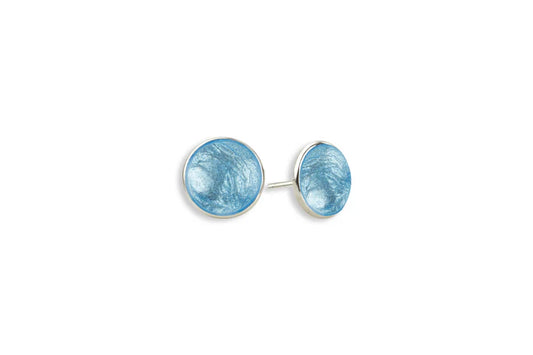 Light Blue Enamel Studs, Silver