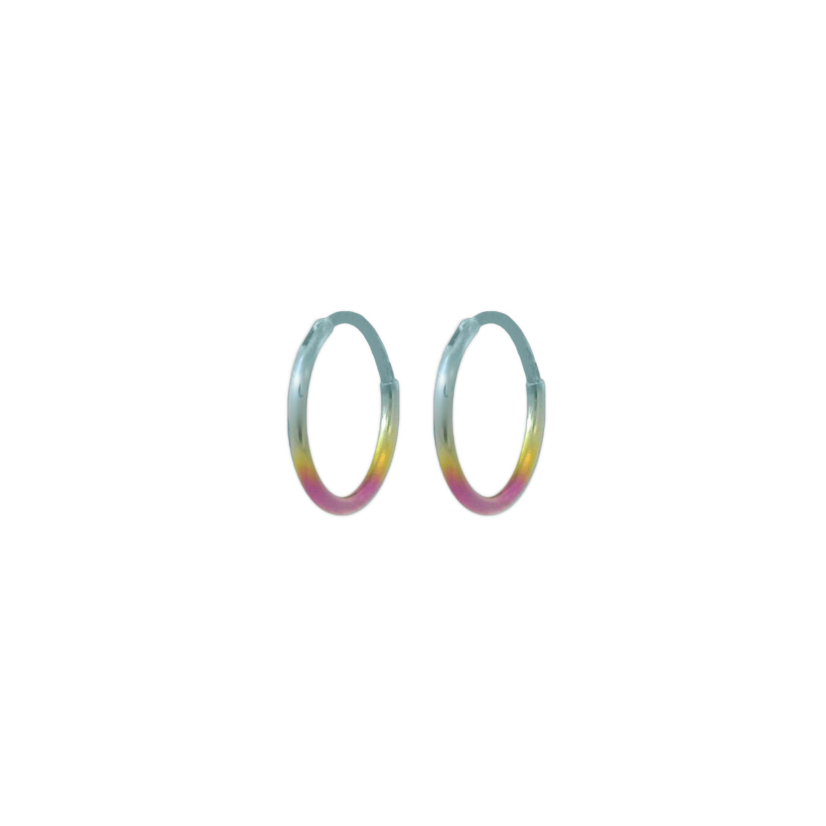 Titanium Small Huggy Hoops - Rainbow 10mm