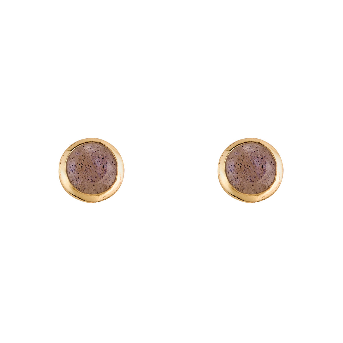 Labradorite Stud Earrings, Gold Finish