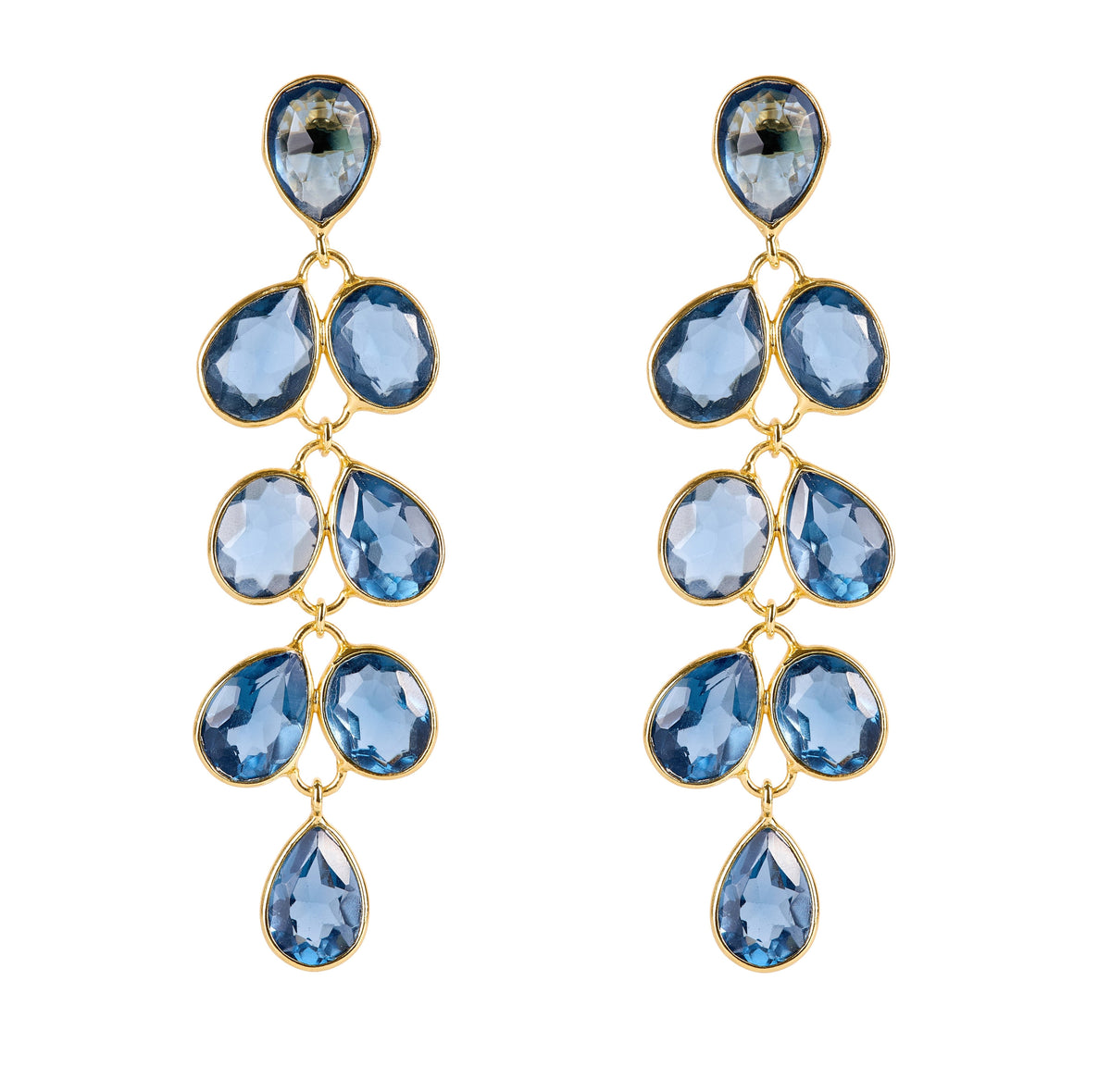Iolite Multi Drop Earrings, Gold Finish