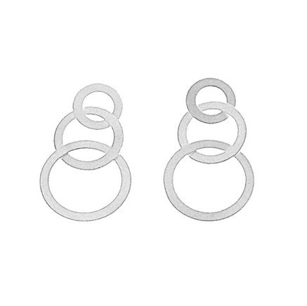 Silver Triple Circle Drop Earrings