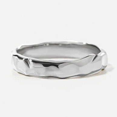 Hammered Band Ring, Silver