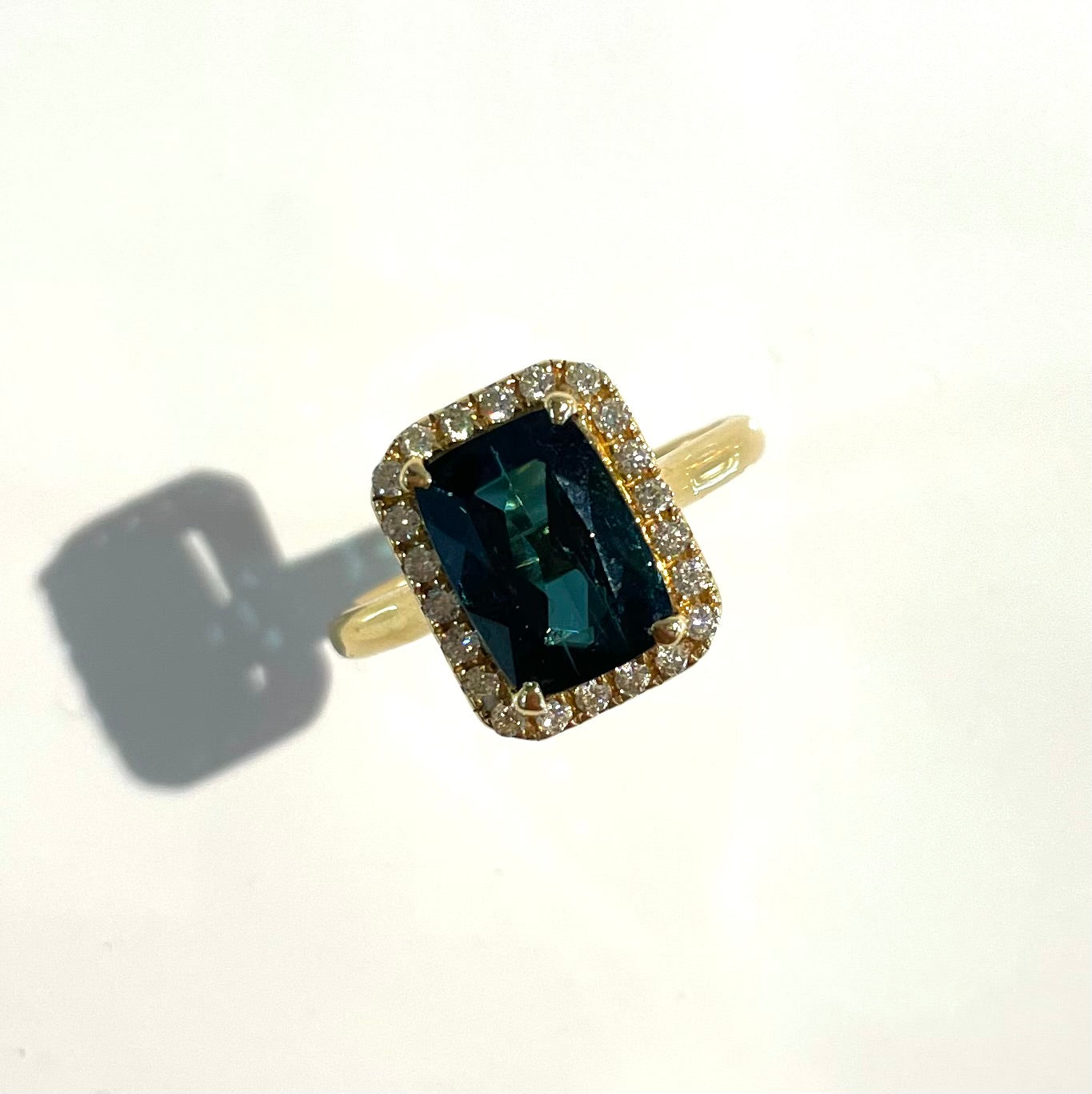 Tourmaline and Diamond Halo Ring