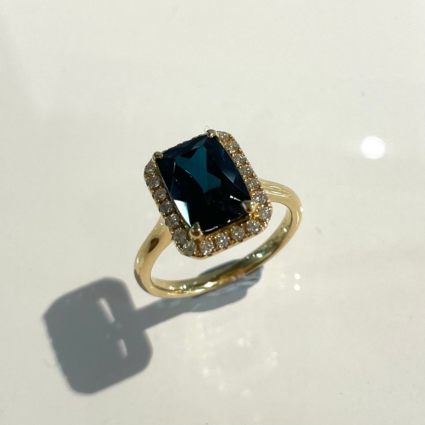 Tourmaline and Diamond Halo Ring