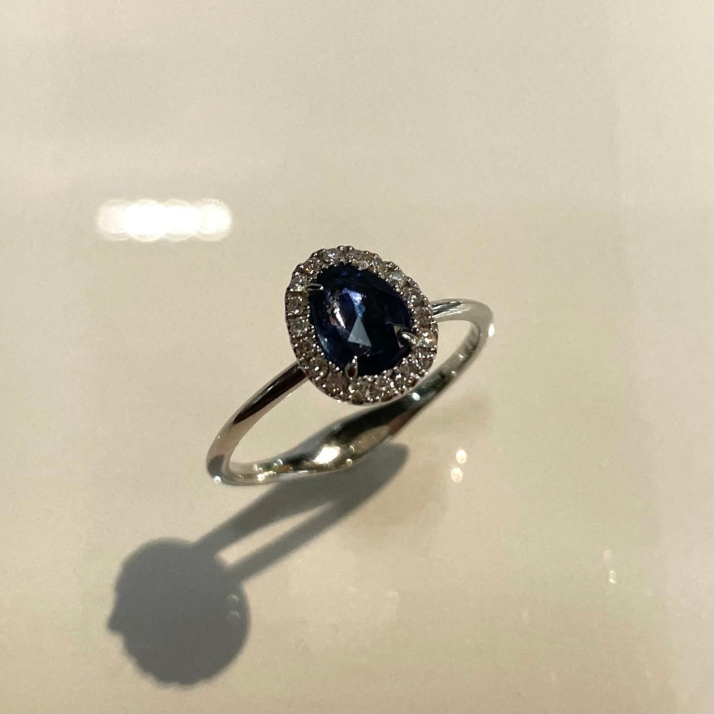 Sapphire and Diamond Halo Ring