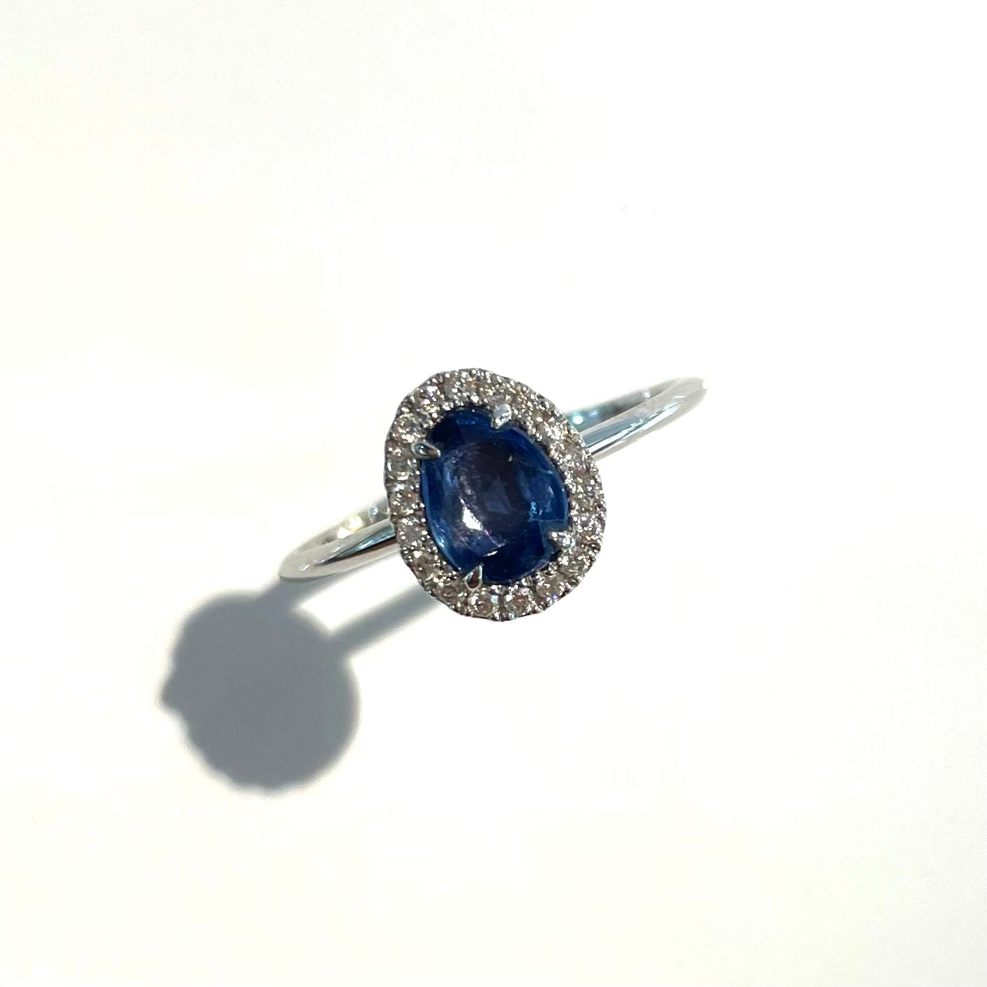 Sapphire and Diamond Halo Ring