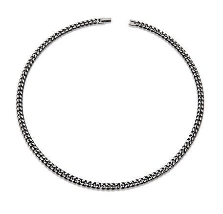 Stainless Steel Curb Necklace, Black IP