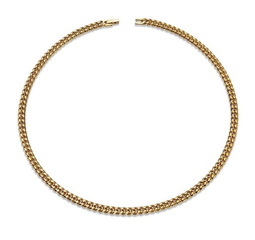 Stainless Steel Curb Necklace, Yellow IP