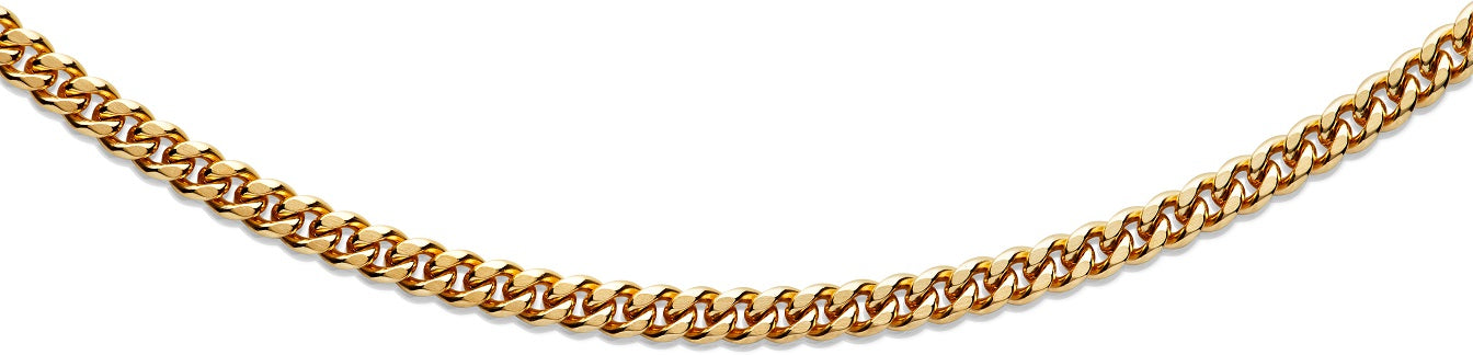 Stainless Steel Curb Necklace, Yellow IP