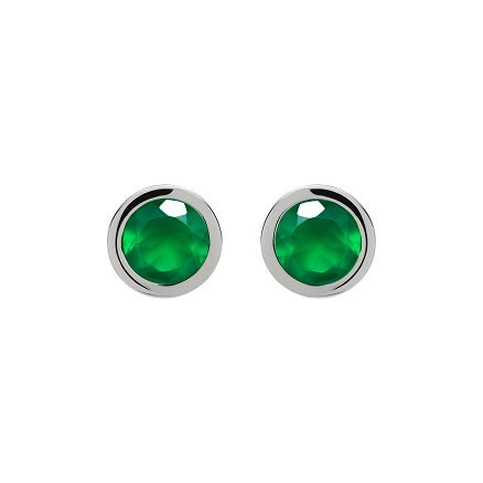 Green Onyx Studs/ Rhodium