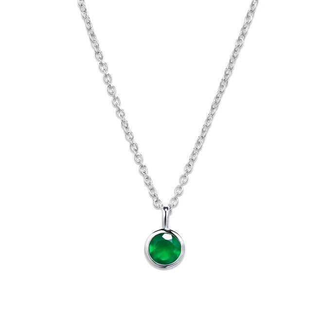 Green Onyx Pendant/ Rhodium