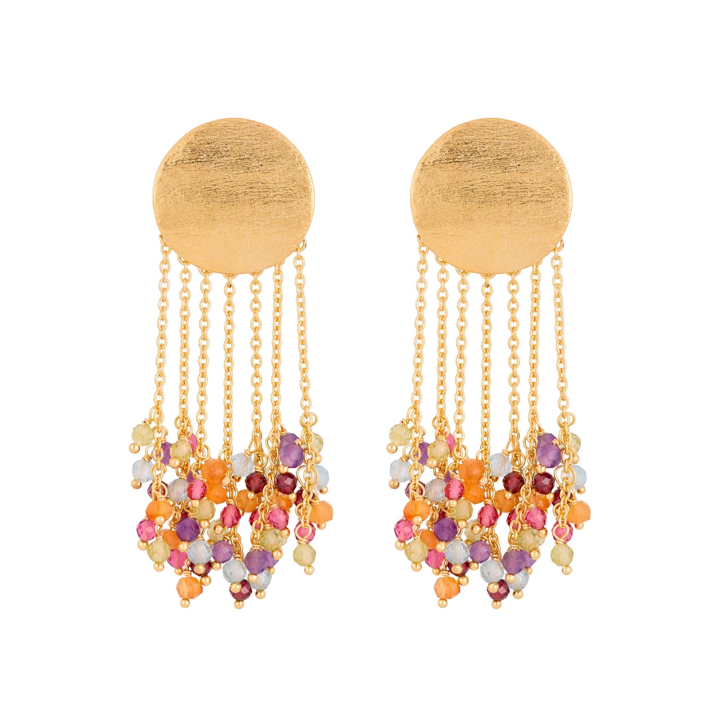 Dreamcatcher Gemstone Earrings, Gold Finish