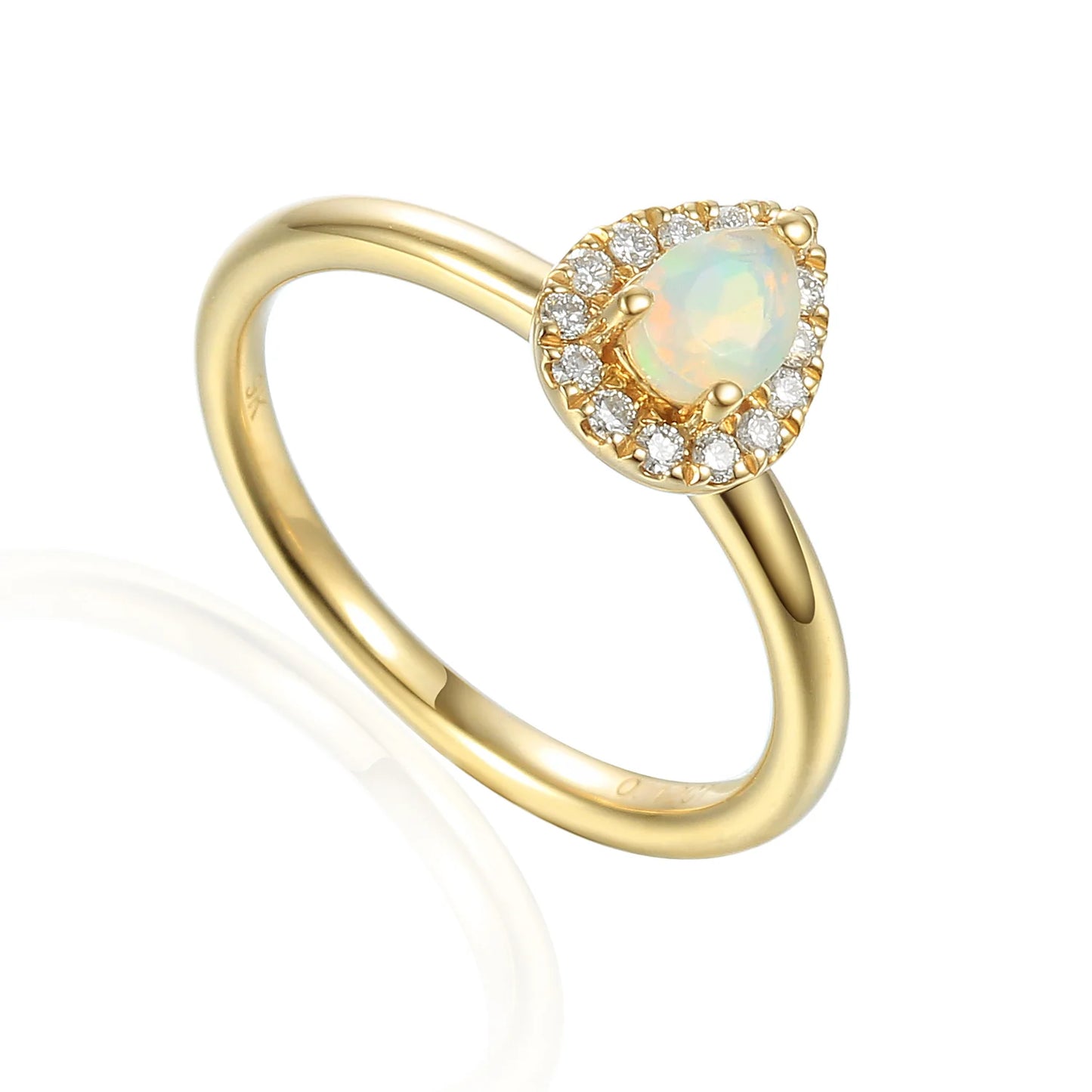 Opal and Diamond Pear Cluster Ring